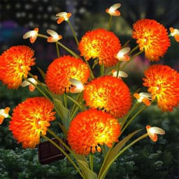 1 Solar Garden Light, Swinging Bee Light with Flowers, Waterproof Firefly Light, Garden Courtyard Path Decoration, Ladies' Gift