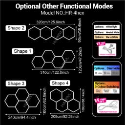 Dimmable Hexagon Garage Lights 3 Color Change 6000K4000K3000K Gym Honeycomb LED Tube Car Detail Workshop Barber Ceiling Lighting