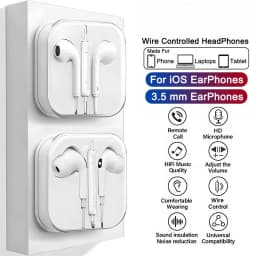 For iphone iPad Laptops Tablet Headphone For iPhone 16 15 14 13 12 11 Pro Max Earphones X XS 7 8 Plus 3.5mm Stereo Wired Earbuds