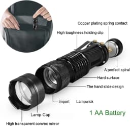 Red Light Torch Adjustable Focus LED Flashlight Super Bright Pocket Size Lightweight Small Torch for Power Cut Emergency Outdoor