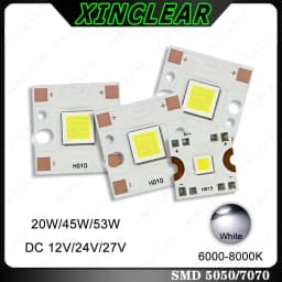 SMD 5050 7070 LED Chips 20W 45W 53W White 6000-8000K DC12V 24V Dia 18/20mm Lamp Beads Board For DIY Spotlight Photography Light
