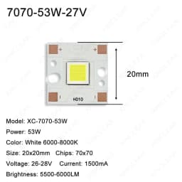 SMD 5050 7070 LED Chips 20W 45W 53W White 6000-8000K DC12V 24V Dia 18/20mm Lamp Beads Board For DIY Spotlight Photography Light