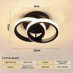 LED Ceiling Lamp Corridor Balcony Black White Indoor Chandelier Ceiling Light for Bedroom Living Room Aisle Decoration 110-220V