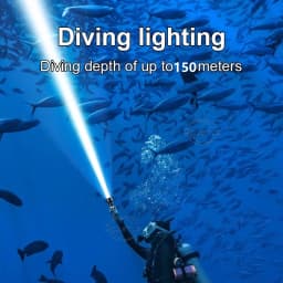 XHP390 Diving Flashlight 26650 Rechargeable Fixed Focus Super Bright Underwater Lantern Diving 150m Professional Diving Torch