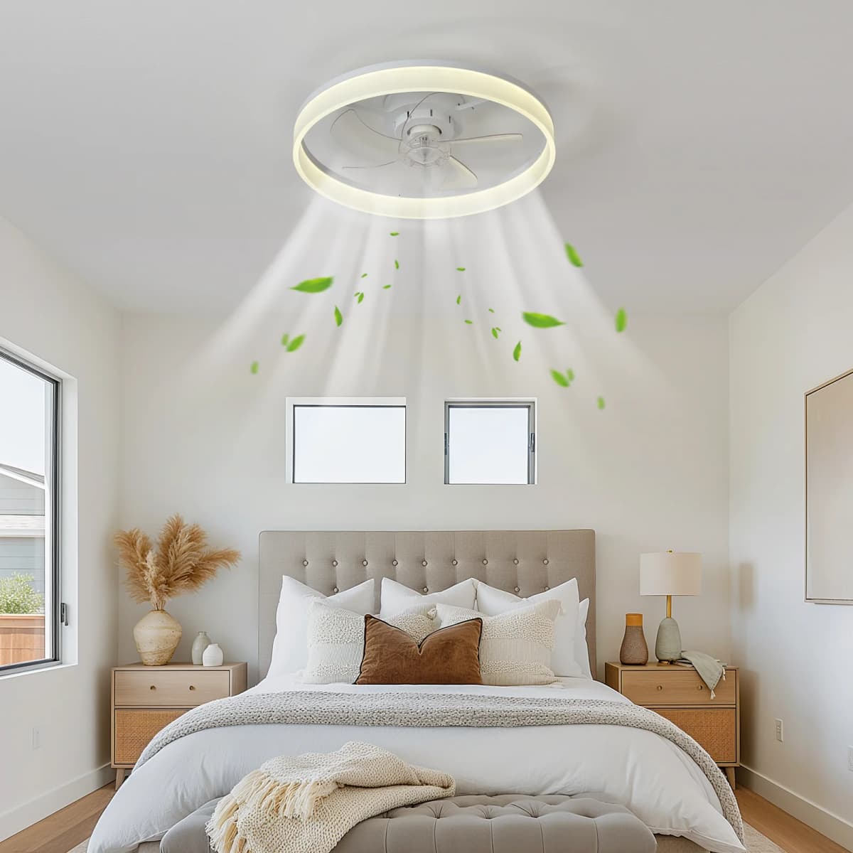 Modern Ceiling Fan (With Lighting) Silent LED Dimmable Ceiling Fan (With Remote Control) for Bedroom Study Dining Room