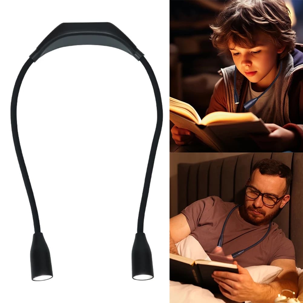 LED Neck Reading Light Bendable Arms Book Light Adjustable Brightness Reading Lamp LED Night Light for Reading Crafting Knitting