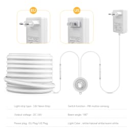 2m 5m 10m Smart PIR Motion Sensor Switch 24V COB LED Strip Light Neon Silicone Gel Tape Auto ON/OFF For Stair,Wardrobe Decor