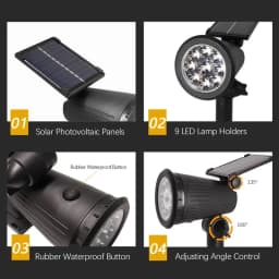 Solar LED Spotlight for Outdoor Garden Landscape Lighting Waterproof Solar Powered Spot Lights for Garden Lawn Yard Walkway