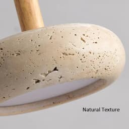 Wabi Sabi Yellow Travertine Stone Pendant Lights Hanging Bedside Small Droplight Round Wood Decora Lighting for Corridor Bedroom