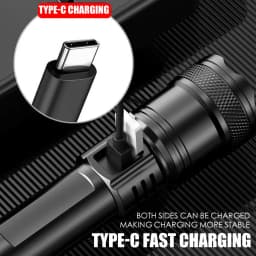 Rechargeable LED Flashlight Zoomable Torch with LCD Display 3 Modes Waterproof High Power Hand Light Outdoor Wilderness Camping