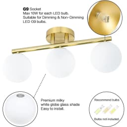 Nordic Glass Wall Sconce Milky White Sphere G9 Bulb Gold Suitable For Bedroom Hallway Dressing Room Living Room Entryway Balcony