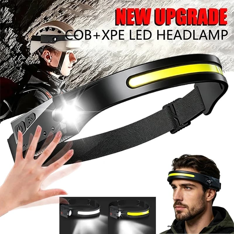 LED Sensor Headlamp Built-in Battery USB Rechargeable Head Flashlight Headlight Head Torch Camping Fishing Search Light