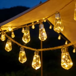 Solar Powered Hemp Rope Papaya LED String Lights Waterproof Vintage Fairy Lights for Outdoor Patio Garden Camping Wedding Decor