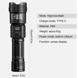 Ultra-High Power Flashlight, Digital Electronic Display, Waterproof Flashlight, Zoom Flashlight, Outdoor Camping Lamp