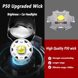 Rechargeable LED Flashlight 10000LM Zoomable Torch Waterproof 5 Modes with LCD Display Charging for Camping Hiking Emergency