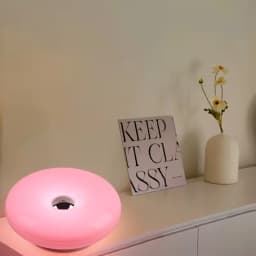 Pink Donut LED Night Light, Dimmable Warm Ambient Lamp for Bedroom, Living Room, Home Decor, Gift
