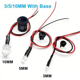 10/20PCS 5mm LED Diode Kit UV Prewired 5V 12 V Light Emitting Indicator RC Lamp Warm White Red Green Blue Yellow Orange Purple P