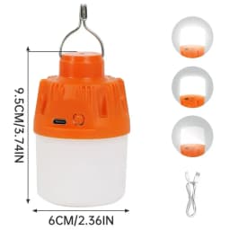 USB Rechargeable LED Camping Light, Dimmable Tent Lantern with Hook, Portable Emergency Lamp for Street Night Market & Hiking