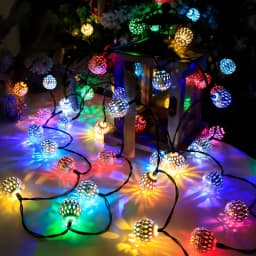 Outdoor Solar Moroccan Ball Light String 20/30 LEDs 8Lighting Modes Golden Ball Garden Decorative Light Courtyard Festival Decor