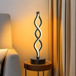 Dimmable Touch Control Table Lamp Spiral Modern Bedside Lamp with 3 Colors of LED Lights Decorative Lamp for Home Living Room