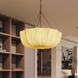 Fabric Pendant Light E27 Iron Chain Ceiling Lamp 3-Light Hanging Lamp for Dining Room Kitchen Island Bedroom Cafe Home Lighting
