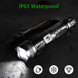 High Power LED Flashlight Super Bright Aluminum Alloy Rechargeable 26650 Battery Zoomable Flash Light for Camping