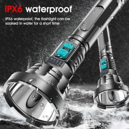 Large Long-Range LED Flashlight with Battery Display USB Charging Strong Light for Home And Outdoor Use Durable ABS Material