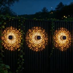 4PCS LED Solar Mandala Wall Lamp Openwork Projection Lawn Light Outdoor Garden Decor Landscape Light for Garden Lawn Fence Porch