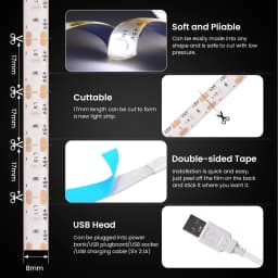 5V USB SMD2835 Flexible LED Tape Strip Touch Sensor Dimmer Self Adhesive Lamp For Kitchen Cabinet Stair DIY Decor Lighting