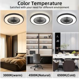 Silent Ceiling Fan with Light 6-Speed Choice Reversible DC Motor 3CCT 22inch with Remote Control Whisper Easy Install Black/White Shipped from USA