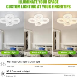 Smart LED Ceiling Fan Light 48W with Remote 3 Wind Speeds 2/4H Timer 3000K-6500K for Living Room Bedroom