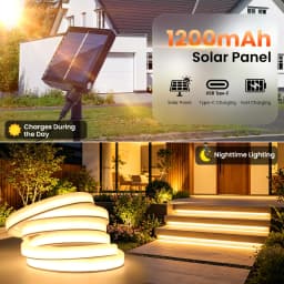 DC24V Solar COB Neon LED Strip 320LEDs/m Waterproof Flexible Silicone Rope Light Outdoor Yard Patio Home Garden Landscape Decor