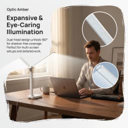 2-in-1 Dual Head LED Lamp, Foldable & Dimmable, USB Charging, Two Light Beams for Bedside Reading & Night Light