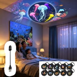 360 Degree Rotating Dreamy Ocean Projector Ocean World Flexible Neck Party Ambient Light Ocean-Themed Snowflake Projector Lamp