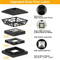 1/2/4PC Solar Light Outdoor IP65 Solar Post Light Villa Column Lamp Fence Gate Pillar Head LED Lamp For House Gate Patio Garden
