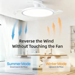 New Ultra-Thin Chandelier Fan LED Invisible Ceiling Fan with Light 3 Folding Blades Pendant Light Kitchen Living Room Office