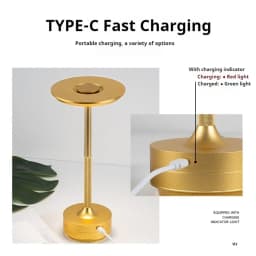 GGbingo USB Rechargeable LED Desk Lamp Touch Dimming Portable Desk Light Coffee Shop Vintage Decoration Atmosphere Light