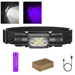 LED Mini Headlamp UV 395nm Power White Purple Headlight 18650 Rechargeable USB Type-C Torch Camping Hunting Flashlight Lamp