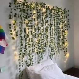 USB Maple Leaf Curtain Lights Artificial Garland Ivy Green Leaves Hanging Plants for Room Garden Party Wedding Wall Decoration