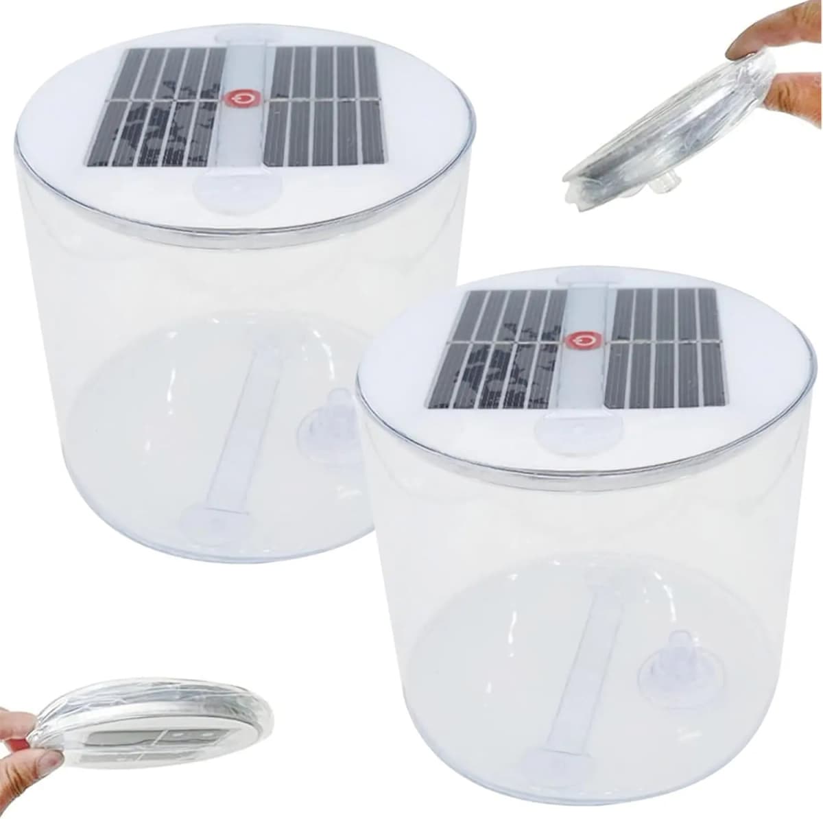 Inflatable Solar Lantern, 2PCS Waterproof Solar Camping Lantern with White LEDs,Foldable Solar Lamp with Handle, Emergency