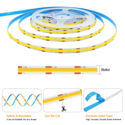 DC 12V 24V COB Strip 480 384 320 528Leds/M High Density RA90 White 3000K 4000K 6000K IP21 Flexible Ribbon Rope LED Light