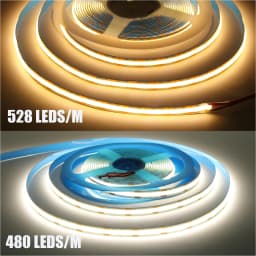 DC 12V 24V COB Strip 480 384 320 528Leds/M High Density RA90 White 3000K 4000K 6000K IP21 Flexible Ribbon Rope LED Light