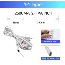 Hexagon LED Light 2-Pin Power Cord with On/Off Switch for HAMRVL Honeycomb Garage Lights & Lighting Systems Replacement Cable
