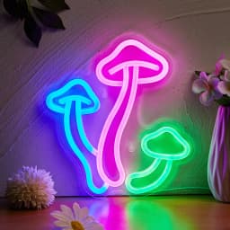 Chi-buy LED Neon Mushroom Shape USB Powered Night Light Wall Art & Game Room Bedroom Living Room Decor Lamp Sign Birthday Gift