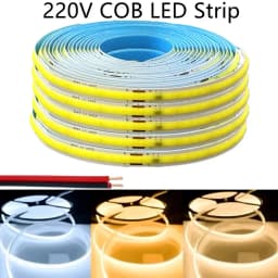 220V COB LED Strip 0.5M-10M Flexible Tape Light Smart IC No Need Driver High Bright 240 LEDs Linear Lighting RA95 Warm Ice Blue