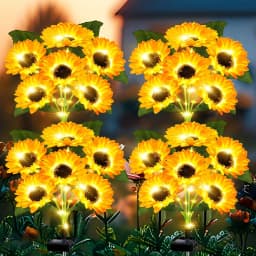 NEWEST 6/3/1Head Solar Simulation Sunflower with Luminous Pole LED Lights Garden Yard Lawn Night Lights Landscape Decor Lamp