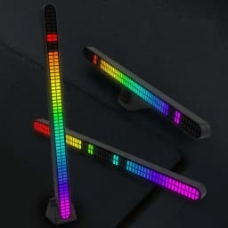 30CM Double-row 64bit RGB PickUp LED Bar Voice Controlled Light Rechargeable Magnetic Music Rhythm Light Car Atmosphere Lighting