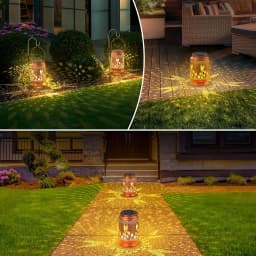 1PC Iron Solar Lantern Outdoor, Pathway Garden Light with Auto On/Off, Waterproof Decorative Lighting for Yard/Patio