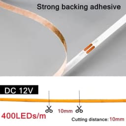 Ultra Thin COB LED Strip 12V 3mm Colorful Dimmable 3000K 4000K 6000K High Density Flexible Light 400LEDs for DIY Home Decor Lamp