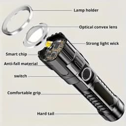 Ultra Bright Zoomable LED Flashlight,Rechargeable 3 Lighting Modes Portable High Lumens Outdoor Camping Fishing Emergency Hiking
